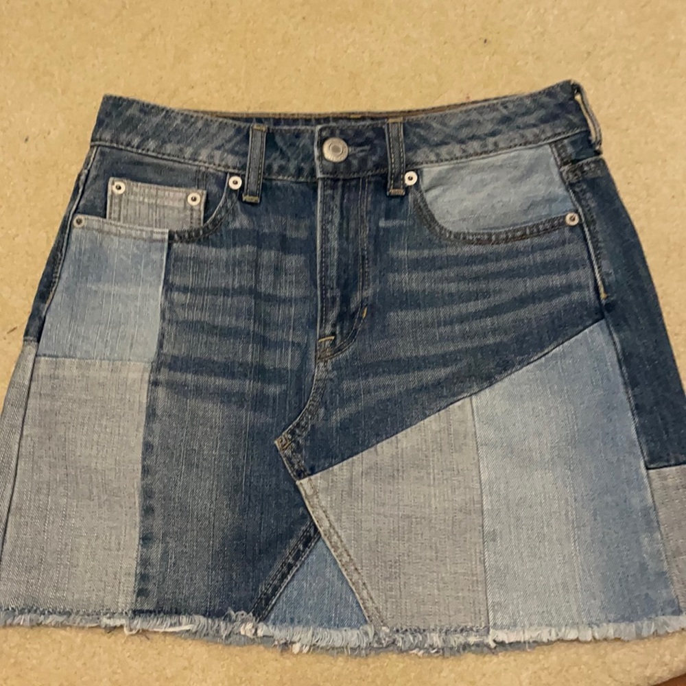 Patchwork denim skirt